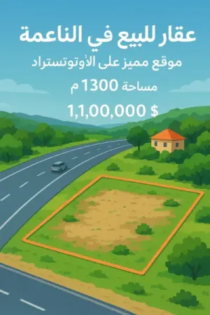 أرض في الناعمة قصاء الشوف 1300م على الأوتوستراد للبيع