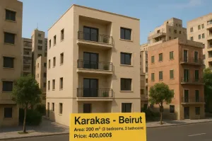 شقة جاهزة طابق أول 200م² على كركاس في بيروت للبيع