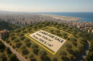 أرض للبيع  كاشفة بيروت في كفرشيما  قضاء بعبدا بمطل لا يحجب