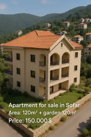 شقة 120م² مع حديقة 120م² في رويسات صوفر للبيع أو المقايضة