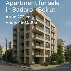 شقة فخمة 260م² للبيع على بدارو في بيروت