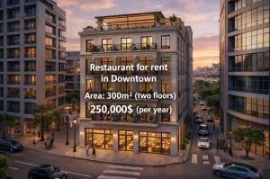 مطعم 300م² طابقين في الداون تاون للايجار