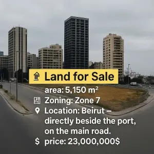 أرض على مرفأ بيروت 5150م² للبيع ب 23 مليون $