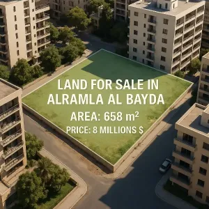 أرض 658م² خط ثاني على الرملة البيضا للبيع