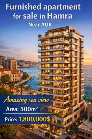 شقة  500م² فخمة جدا مفروشة  قرب الجامعة الأمريكية في بيروت للبيع