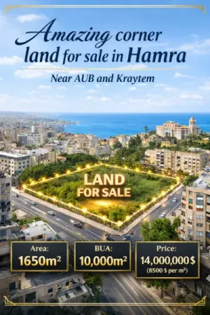 أرض لقطة زاوية في الحمرا قرب AUB وقريطم للبيع