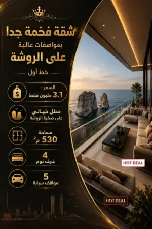 شقة الفخامة والأحلام كاشفة لصخرة الروشة بمطل خيالي وسعر مغري جدا